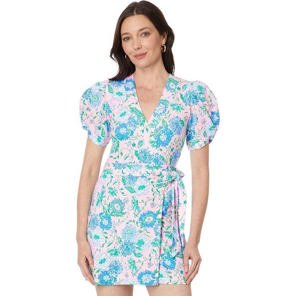 Lilly Pulitzer Sailynn Short Sleeve Wrap Romper Conch Shell Pink Size Small - Picture 13 of 14